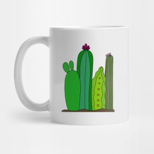 Cute Cactus Design #108: 4 Cacti On The Ground Mug